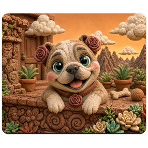 Schattige Engelse Bulldog Puppy, Baby Hond Muismat