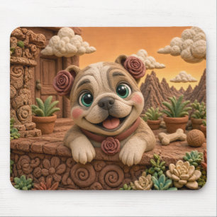 Schattige Engelse Bulldog Puppy, Baby Hond Muismat