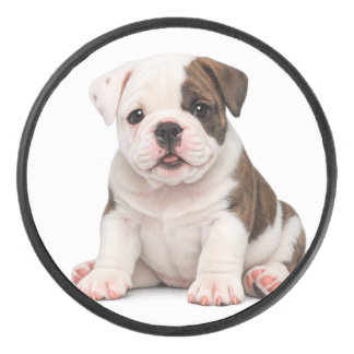Schattige Engelse Bulldog Puppy Hockey Puck