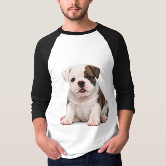 Schattige Engelse Bulldog Puppy T-shirt (Voorkant)