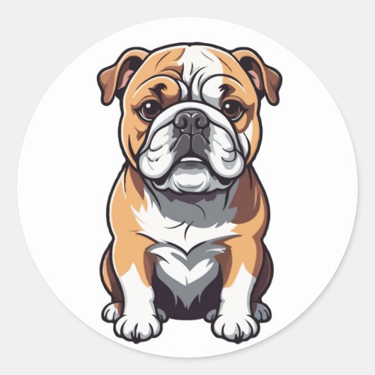 Schattige Engelse Bulldog Sticker - Schattige Hond (Voorkant)