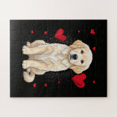 Schattige Engelse Crème Golden Retriever Hond Legpuzzel (Horizontaal)