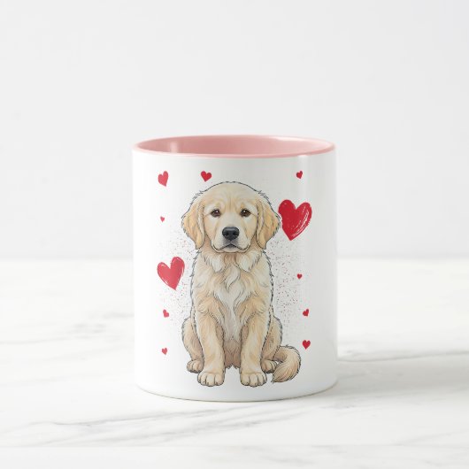 Schattige Engelse Crème Golden Retriever Hond Mok (Midden)