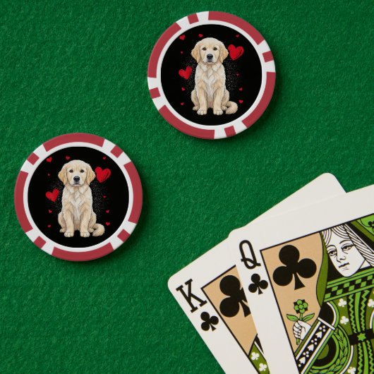 Schattige Engelse Crème Golden Retriever Hond Poker Chips (Pokertafel (Dubbel))