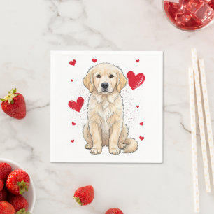 Schattige Engelse Crème Golden Retriever Hond Servet