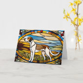 Schattige Engelse Foxhound Glas-in-Lood Kaart (Gele Bloem)