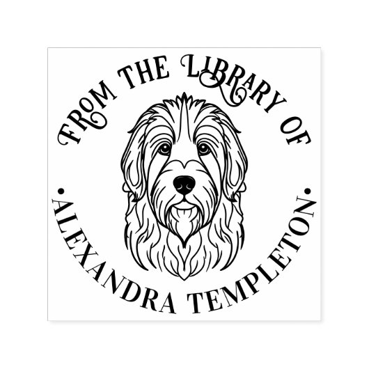 Schattige Engelse Herdershond Hoofdbibliotheek Boe Zelfinktende Stempel (Design)
