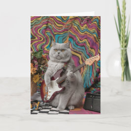 Schattige Engelse Korthaar Kat Rocker Kaart