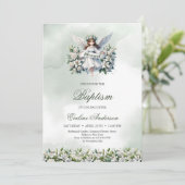 Schattige engeltje met lint Zegen Doop Kaart (Staand voorkant)