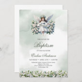 Schattige engeltje met lint Zegen Doop Kaart (Voorkant / Achterkant)