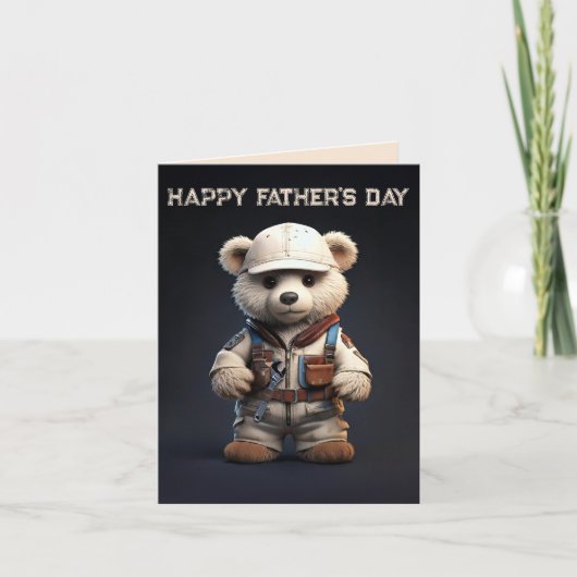 Schattige Engineer Teddy Bear Handy Dad Vaderdag Kaart (Voorkant)