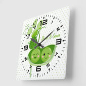 Schattige erwten bevestigen - achtergrondkleur kie vierkante klok (Hoek)