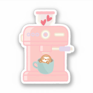 Schattige espressie koffiemachine luiaard sticker