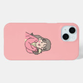 Schattige esthetische meisjesillustratie roze Case-Mate iPhone case (Achterkant (horizontaal))