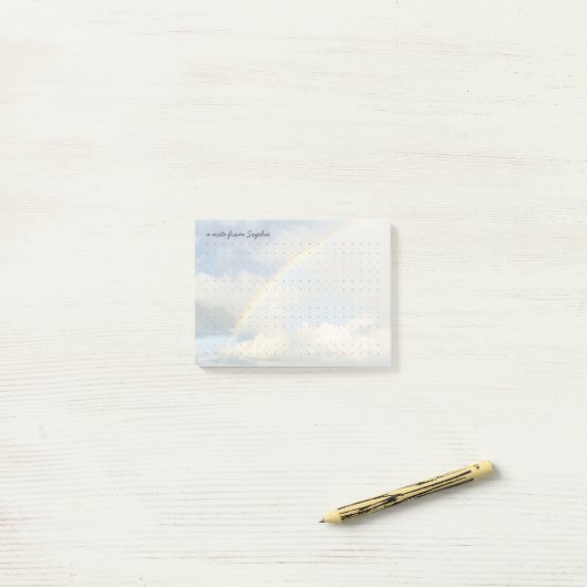 Schattige esthetische regenboog Stippenraster Pers Post-it® Notes (Op bureau)