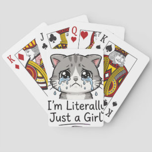 Schattige Esthetische Verdrietige Kat "Ik Ben Lett Pokerkaarten