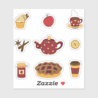 Schattige eten en drink set stickers