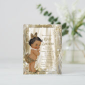 Schattige Etnisch Meisje Leopard Pearls Baby showe Kaart (Staand voorkant)