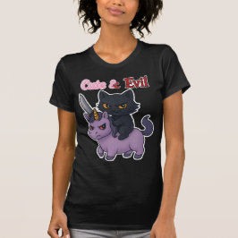 Schattige Evil Cat Riding Unicorn Kawaii Gothic Br T-shirt
