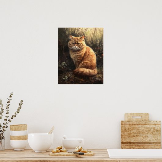 Schattige Exotisch Korthaar Kat Art Print Poster (Keuken)