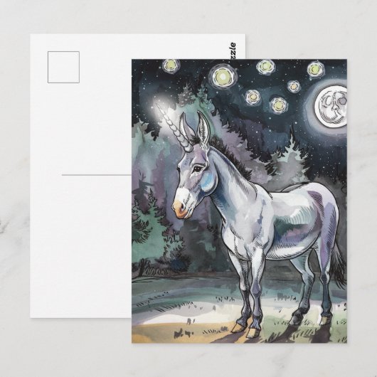 Schattige ezel eenhoorn briefkaart (Voorkant / Achterkant)