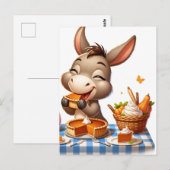 Schattige ezel eet taart briefkaart (Voorkant / Achterkant)