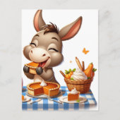 Schattige ezel eet taart briefkaart (Voorkant)