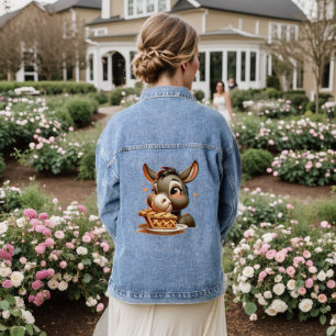 Schattige ezel eet taart denim jacket