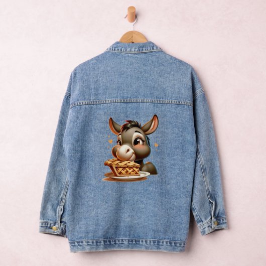 Schattige ezel eet taart denim jacket (Hangar)