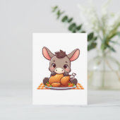 Schattige ezel eet Thanksgiving Turkije Briefkaart (Staand voorkant)