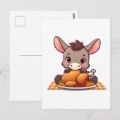 Schattige ezel eet Thanksgiving Turkije Briefkaart (Voorkant / Achterkant)