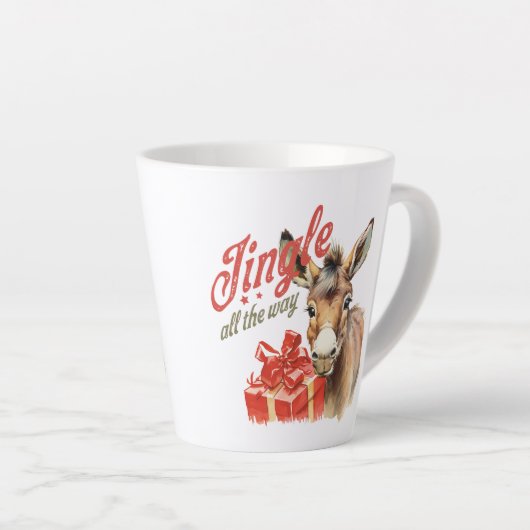 schattige ezel jingle helemaal met kerst latte mok (Rechterhoek)