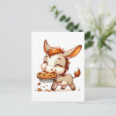 Schattige ezel steelt taart briefkaart (Staand voorkant)