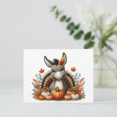 Schattige ezel Thanksgiving Briefkaart (Staand voorkant)