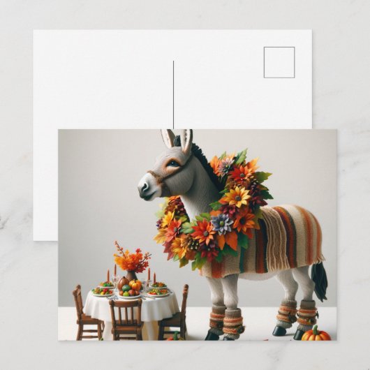 Schattige ezel Thanksgiving Briefkaart (Voorkant / Achterkant)