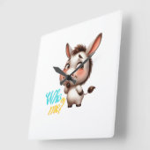 Schattige Ezel voor Kerstmis 2024 - Perfect Gift Vierkante Klok (Hoek)