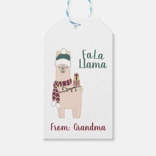 Schattige Fa La Llama vakantieontwerp Cadeaulabel (Voorkant)