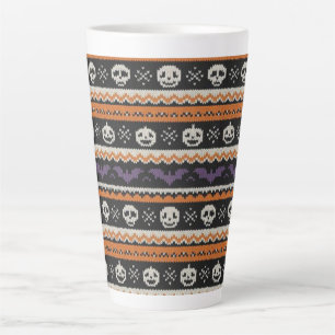 Schattige, fair isle/kleurwerk Halloween schedel & Latte Mok