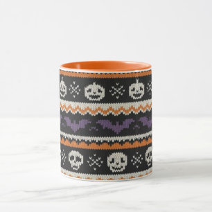 Schattige, fair isle/kleurwerk Halloween schedel & Mok