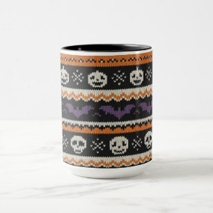 Schattige, fair isle/kleurwerk Halloween schedel & Mok