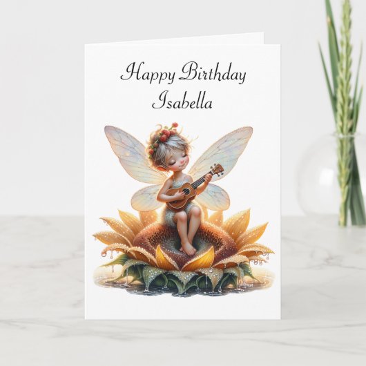 Schattige Fairy Girl met Viola op Flower Birthday Kaart (Voorkant)