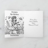 Schattige Fairy Girl met Viola op Flower Birthday Kaart (Binnen)