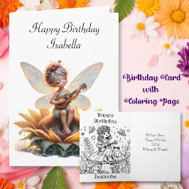 Schattige Fairy Girl met Viola op Flower Birthday Kaart