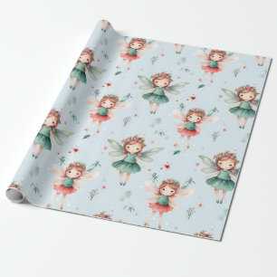 Schattige Fairy kerstpatroon Cadeaupapier