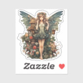 Schattige Fairy Meisje in Bloementuin Sticker (Vel)