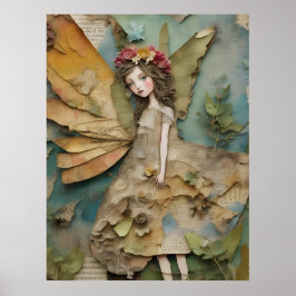 Schattige Fairy Mixed Media Collage Poster