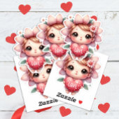 Schattige Fairy Roze Hart Liefde Valentijnsdag Sticker