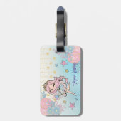 Schattige Fairy Roze Meisje Aangepaste Naam Kinder Bagagelabel (Achterkant verticaal)