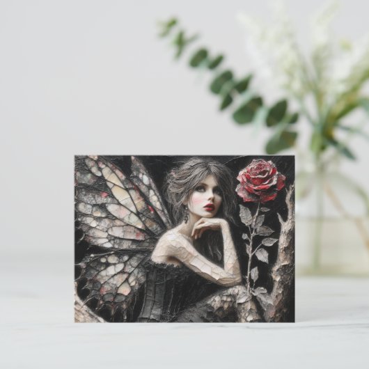 Schattige Fairy Verveeld op een Tak Briefkaart (Staand voorkant)