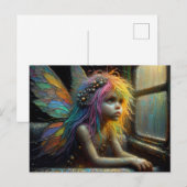 Schattige Fairy Verveeld op een Trein Briefkaart (Voorkant / Achterkant)